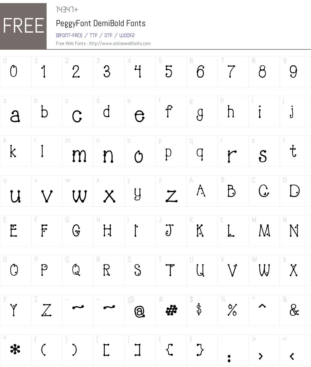 PeggyFont Font Screenshots