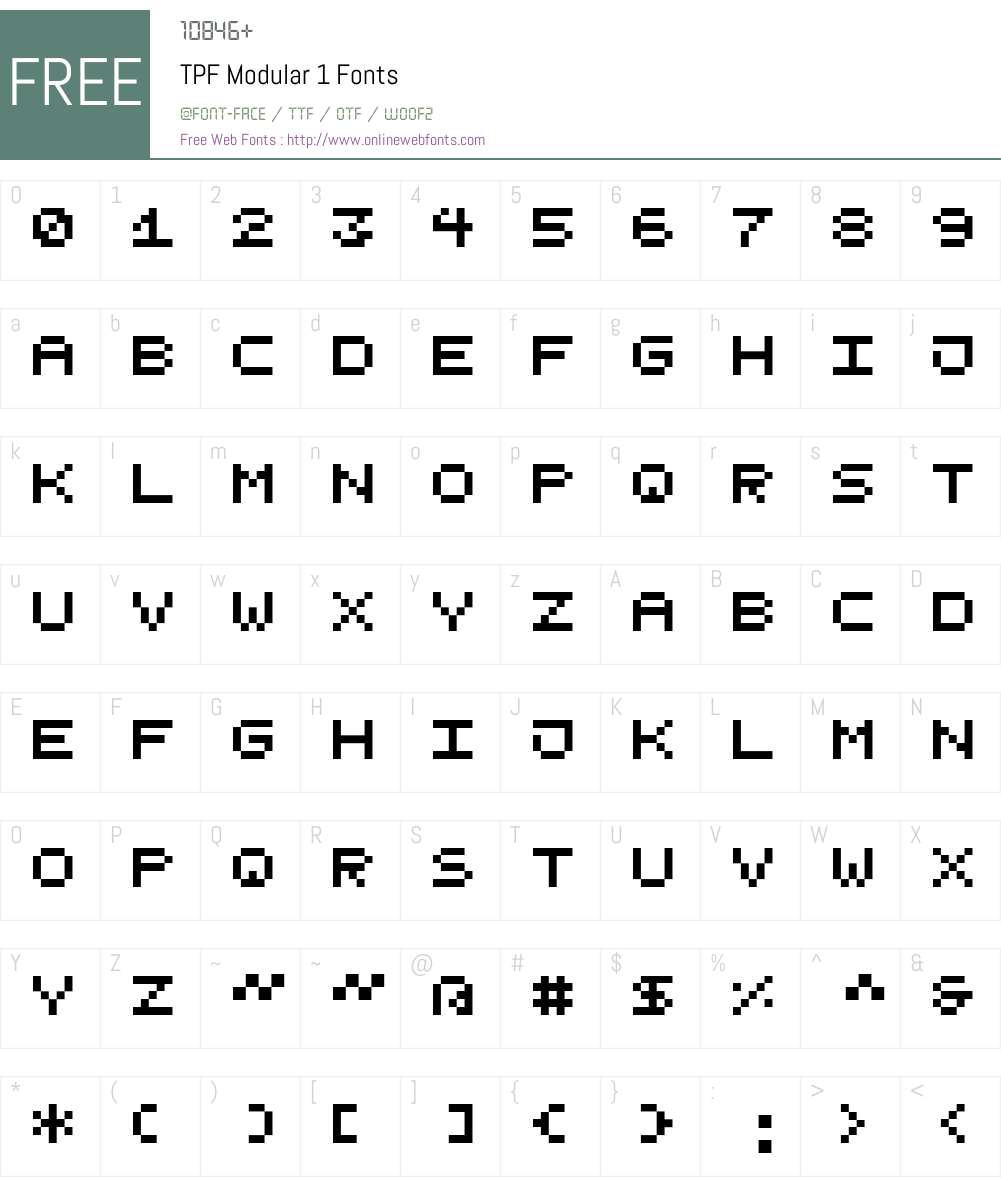 TPF Modular 1 Font Screenshots
