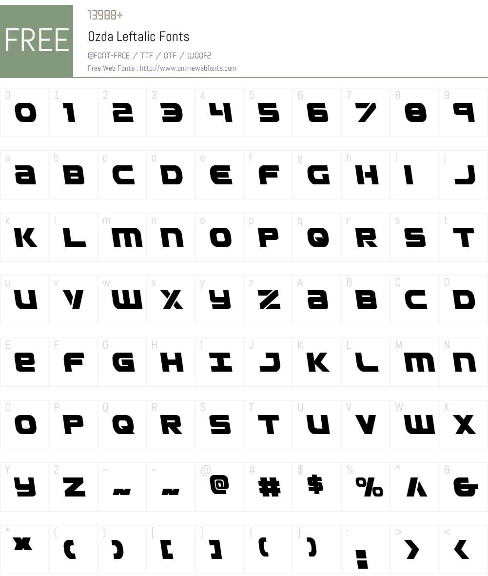 Ozda Leftalic Font Screenshots