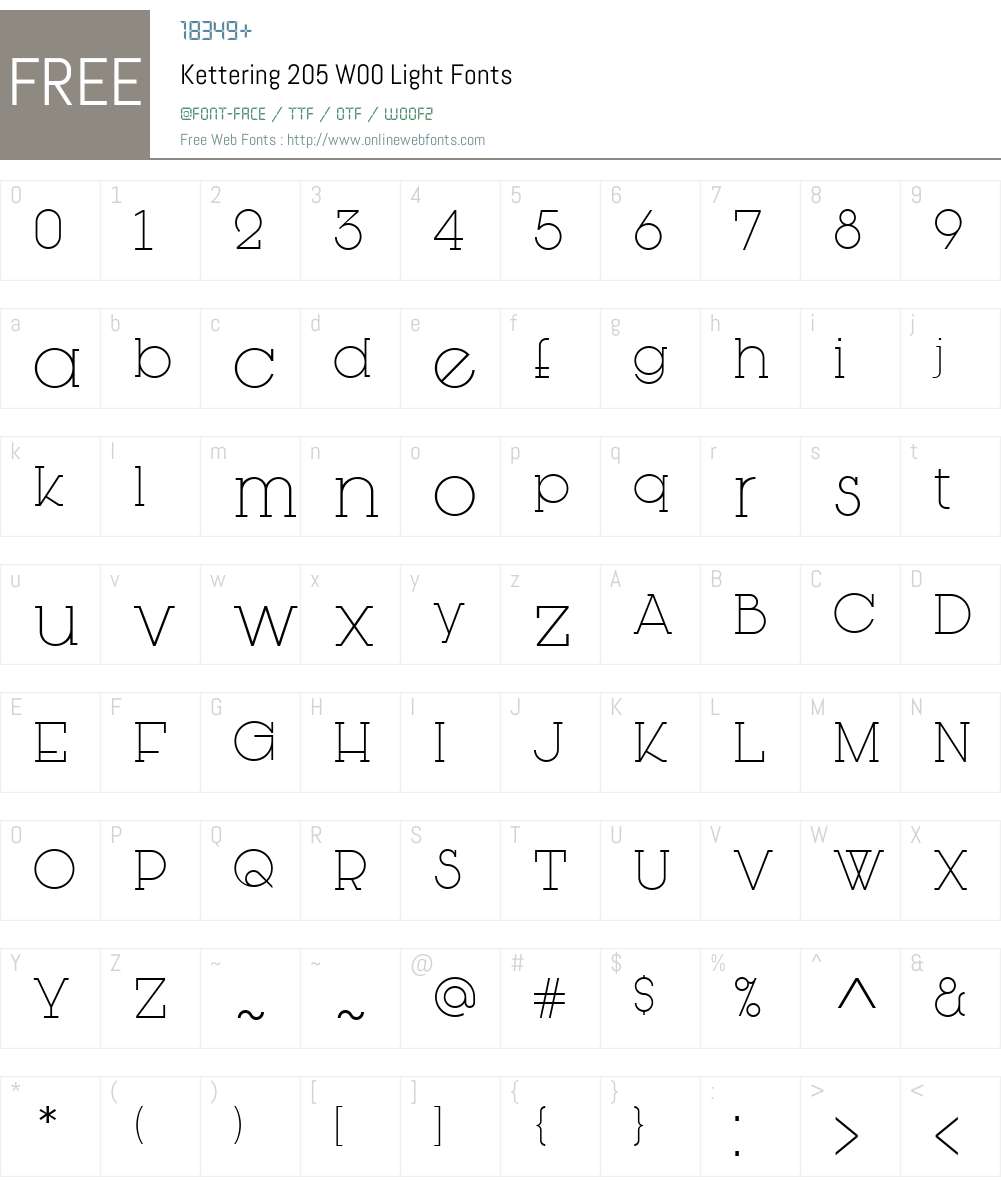 Kettering205W00-Light Font Screenshots