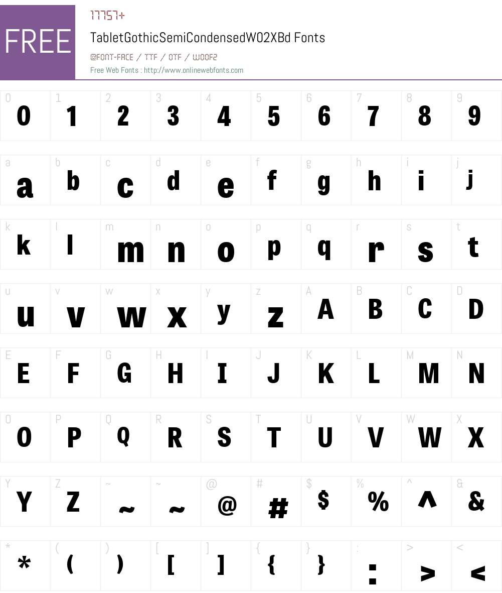Tablet Gothic Font Screenshots