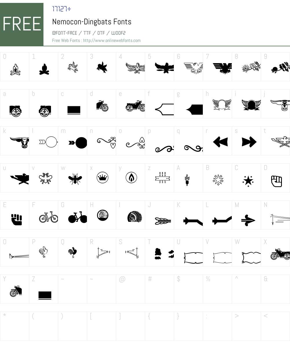 Nemocon Dingbats Font Screenshots