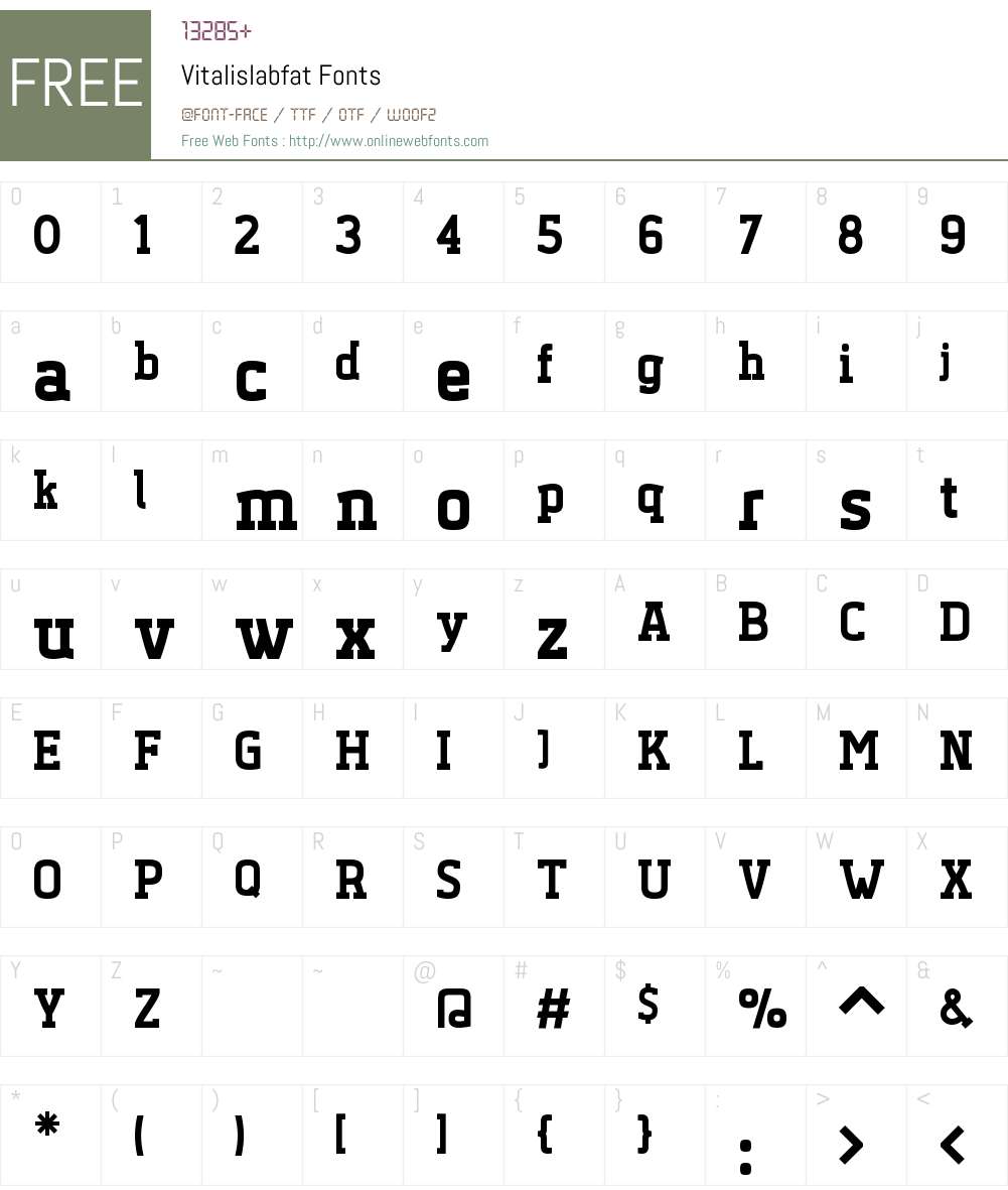 Vitali slab fat Font Screenshots