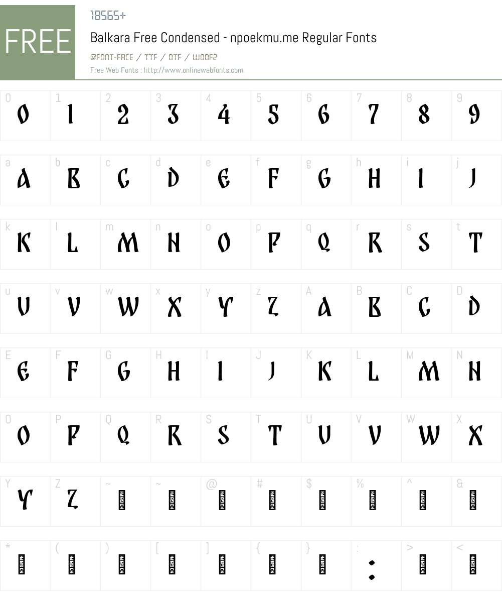 Balkara Free Condensed - npoekmu.me Font Screenshots