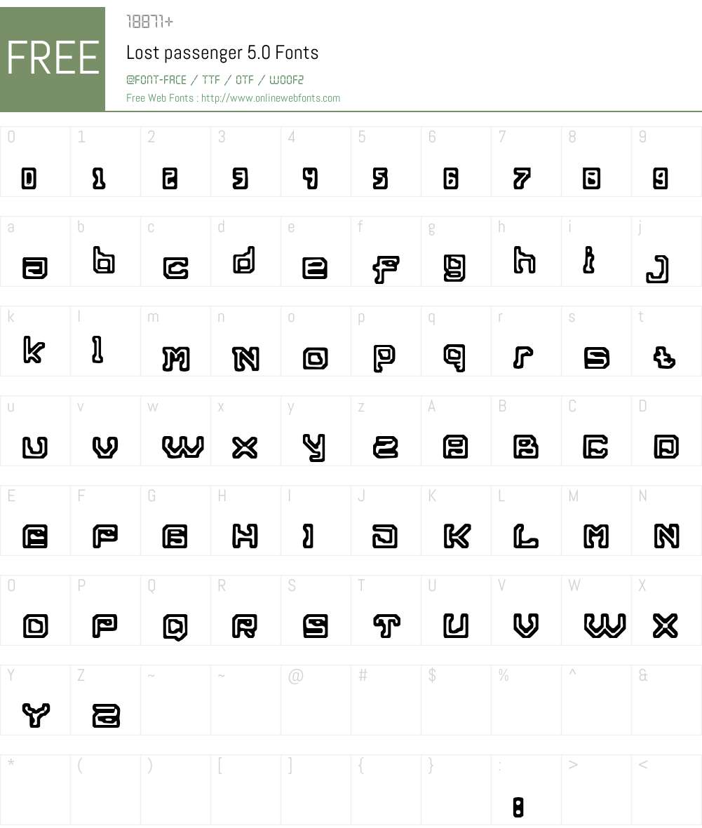 Lost passenger 5.0 Font Screenshots