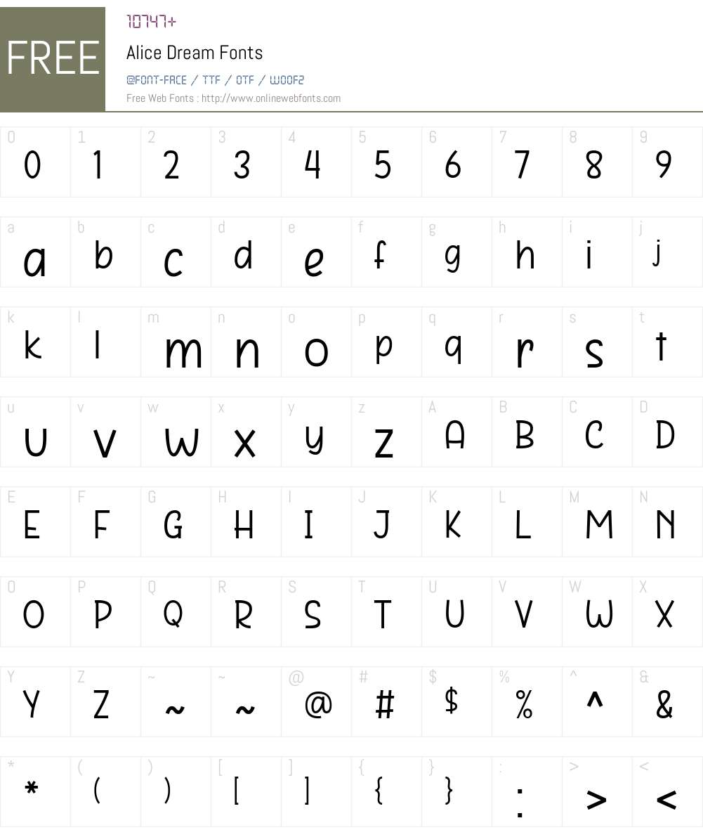 Alice Dream 1.00;November 16, 2021 Fonts Free Download - OnlineWebFonts.COM