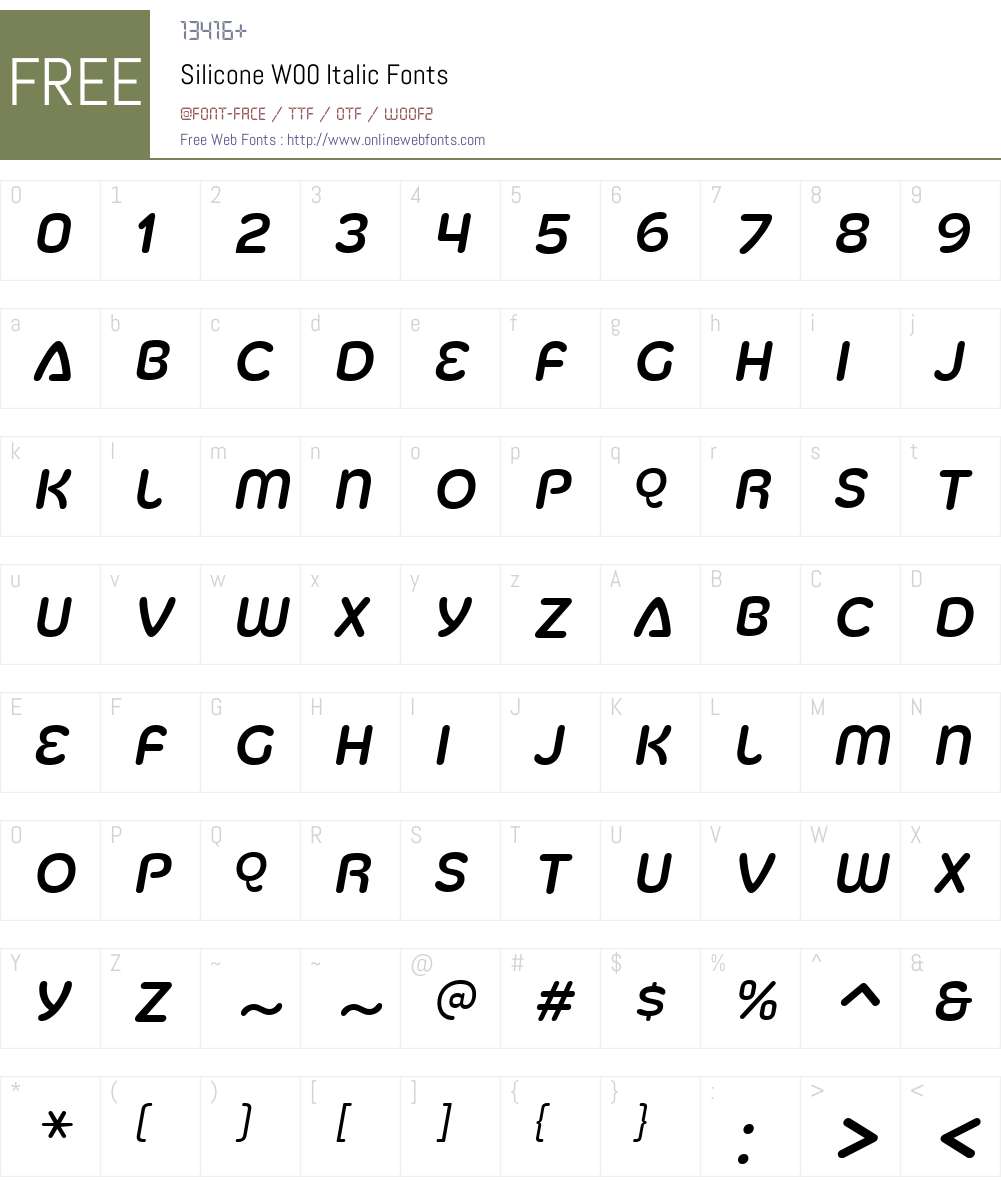 SiliconeW00-Italic Font Screenshots
