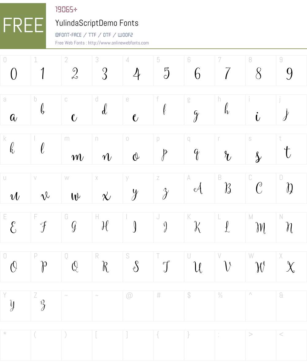 Yulinda Script Demo Font Screenshots