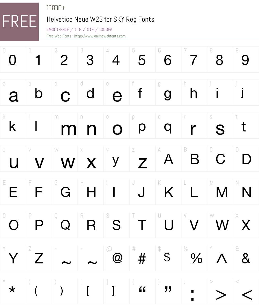 Helvetica Neue W23 for SKY Reg Font Screenshots