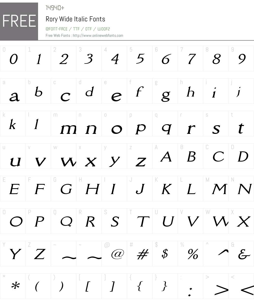 Rory Wide Font Screenshots