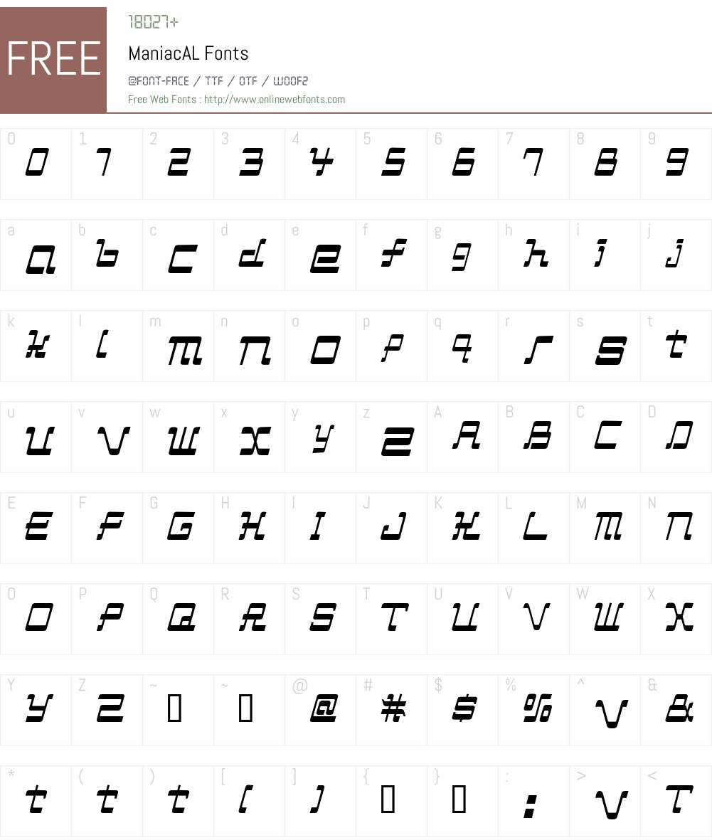 ManiacAL Font Screenshots