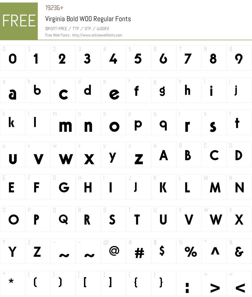 VirginiaBoldW00-Regular Font Screenshots
