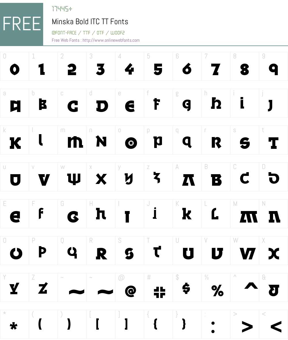 Minska Bold ITC TT Font Screenshots
