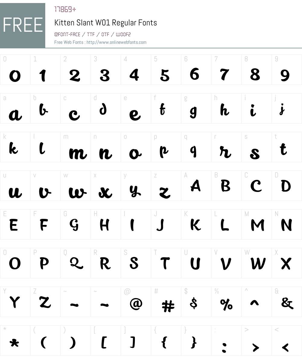 KittenSlantW01-Regular Font Screenshots