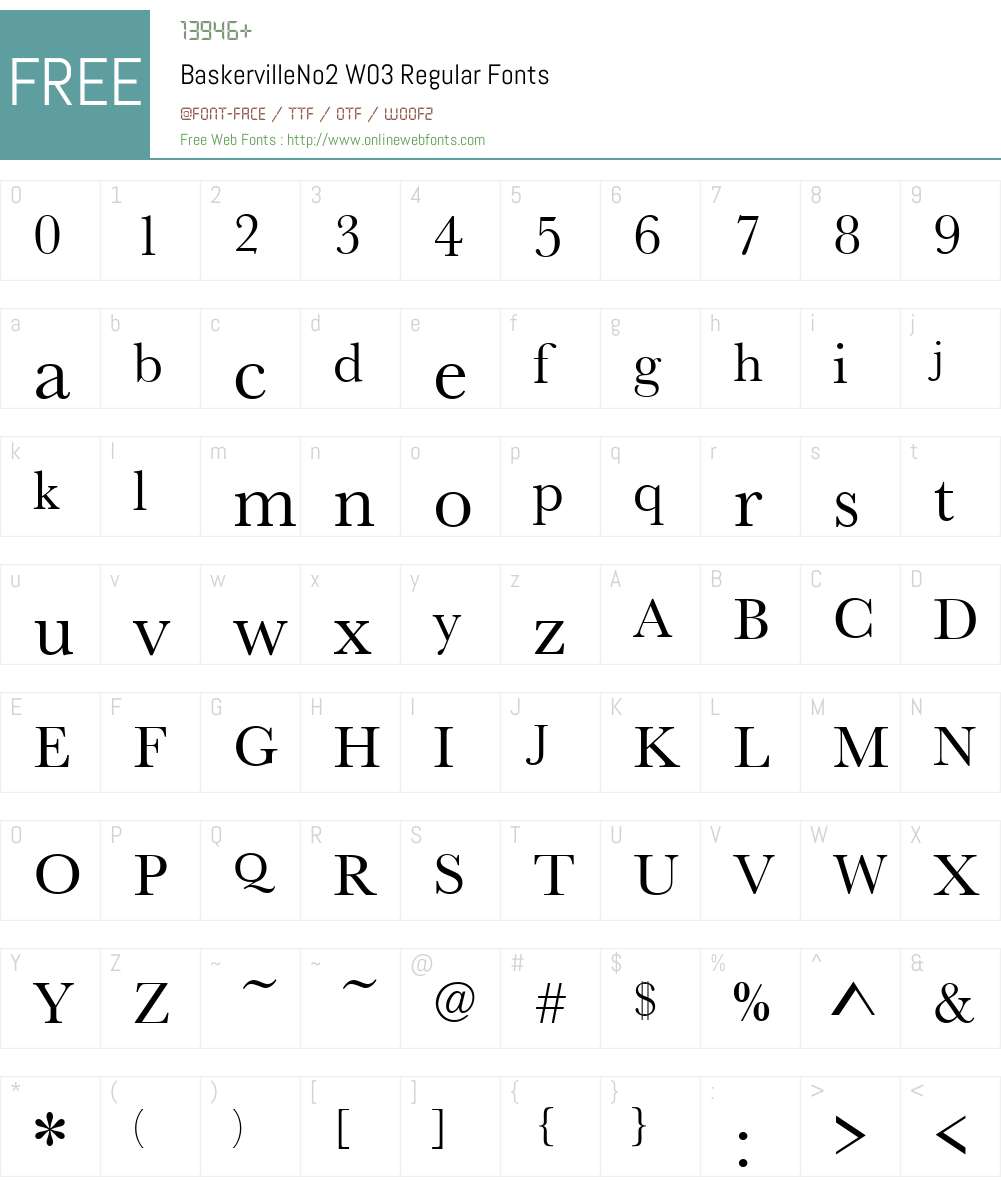 Baskerville No. 2 Font Screenshots