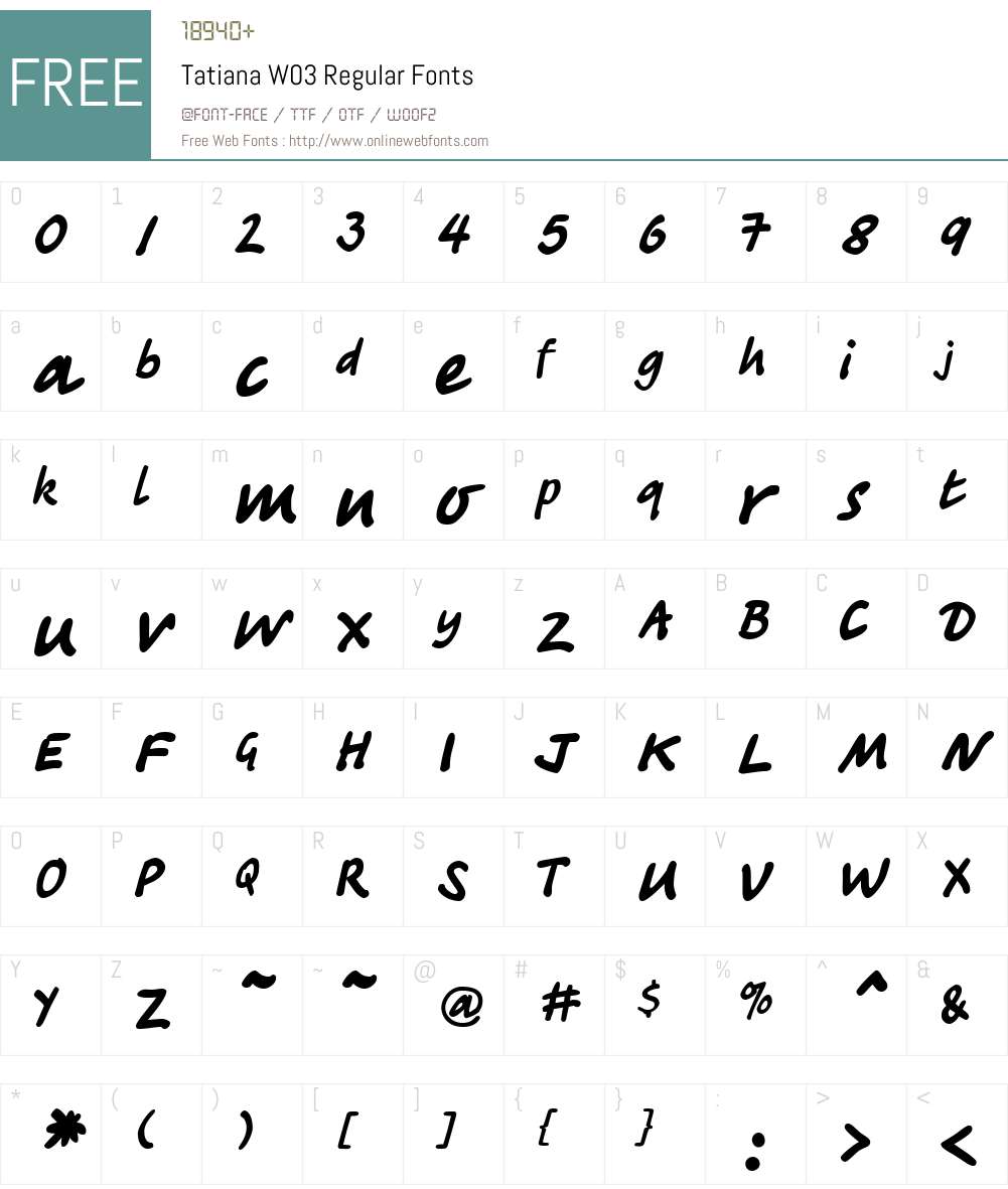 Tatiana Font Screenshots
