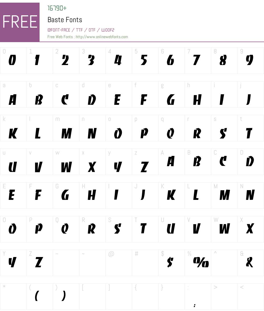 Baste Font Screenshots