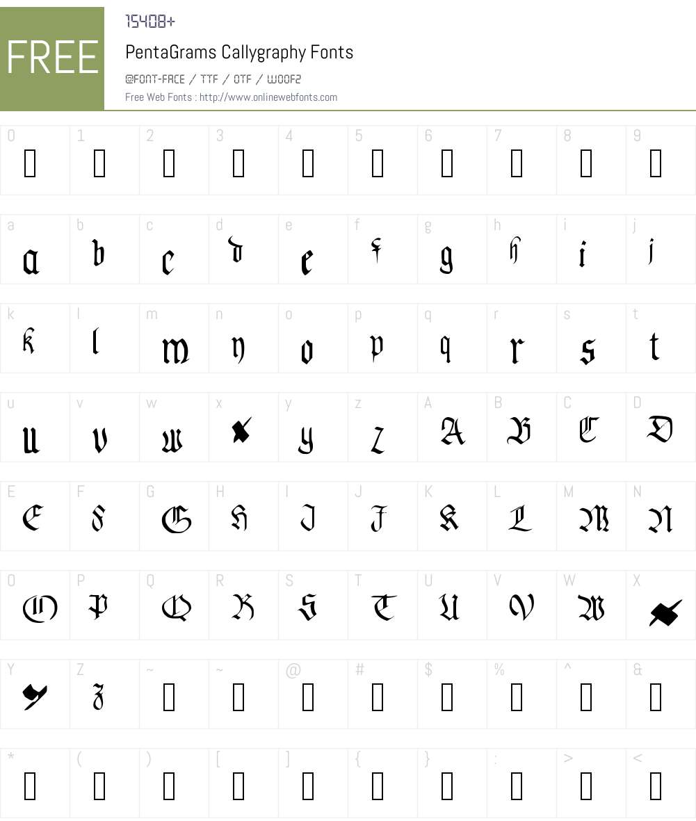 PentaGrams Callygraphy Font Screenshots