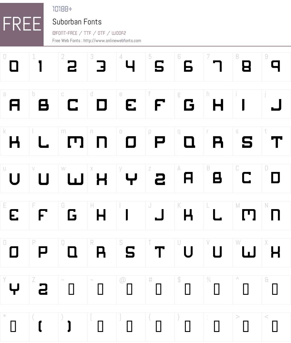 Suborban Font Screenshots