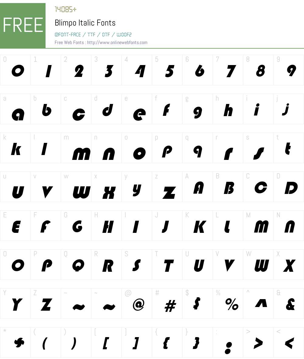 Blimpo Font Screenshots