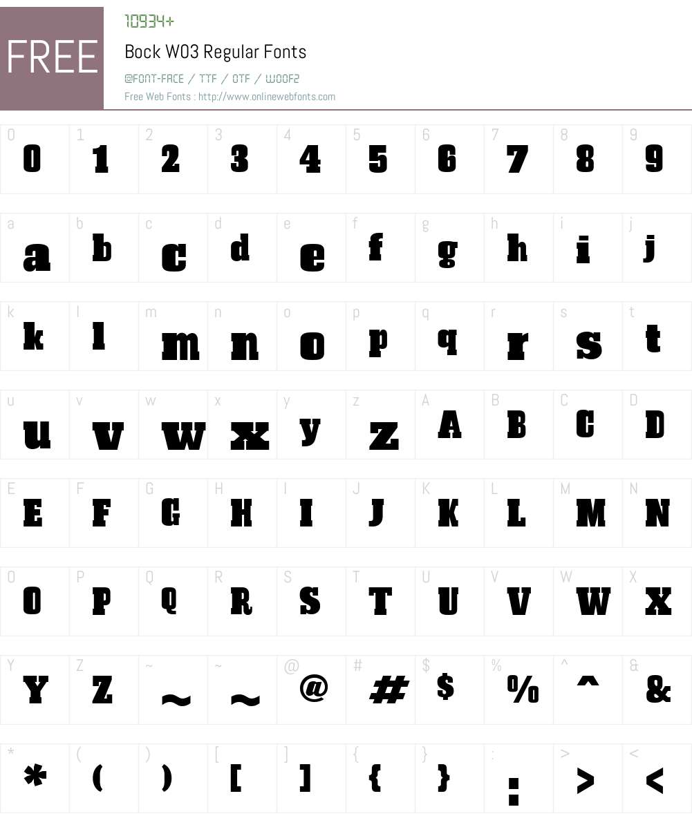 BockW03-Regular Font Screenshots