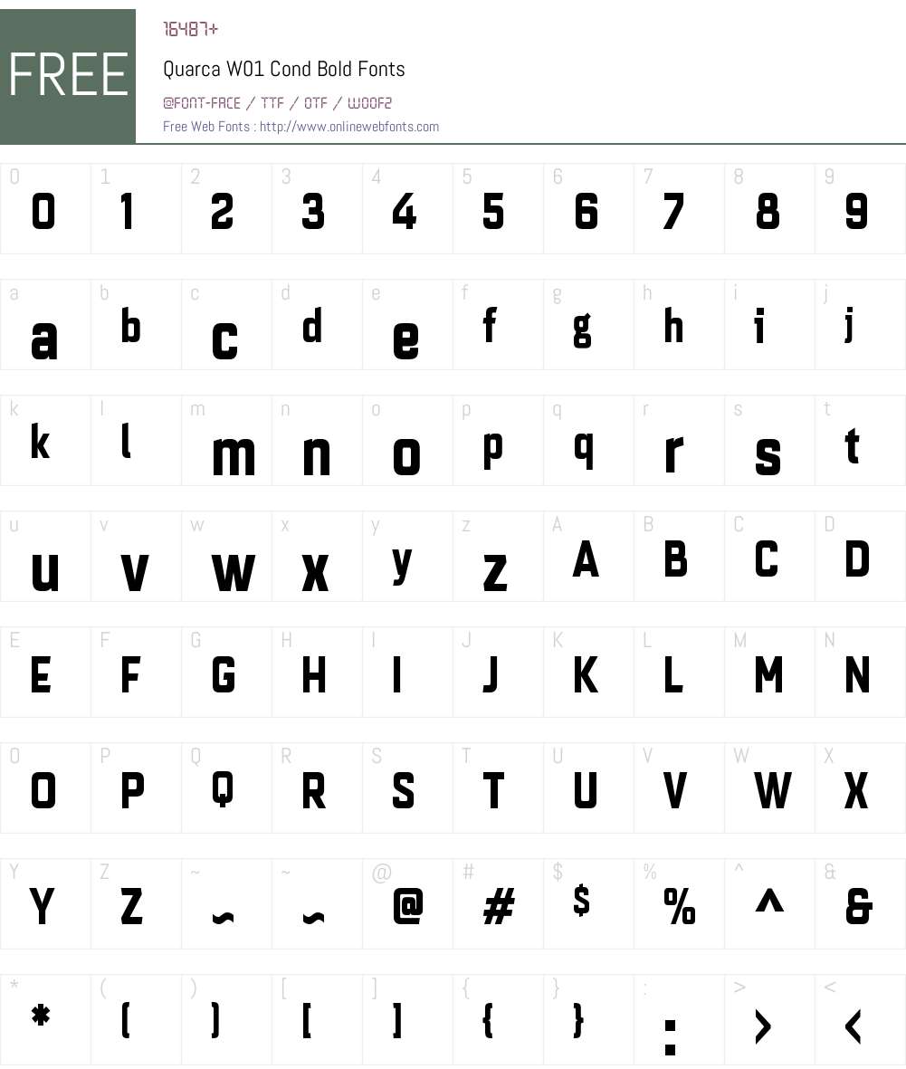 QuarcaW01-CondBold Font Screenshots