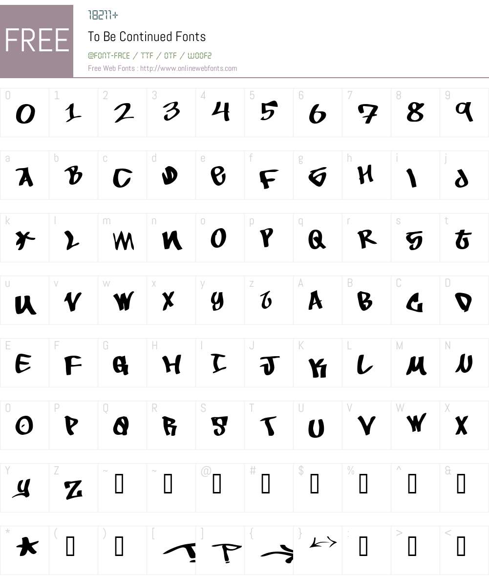 To Be Continued Font Screenshots