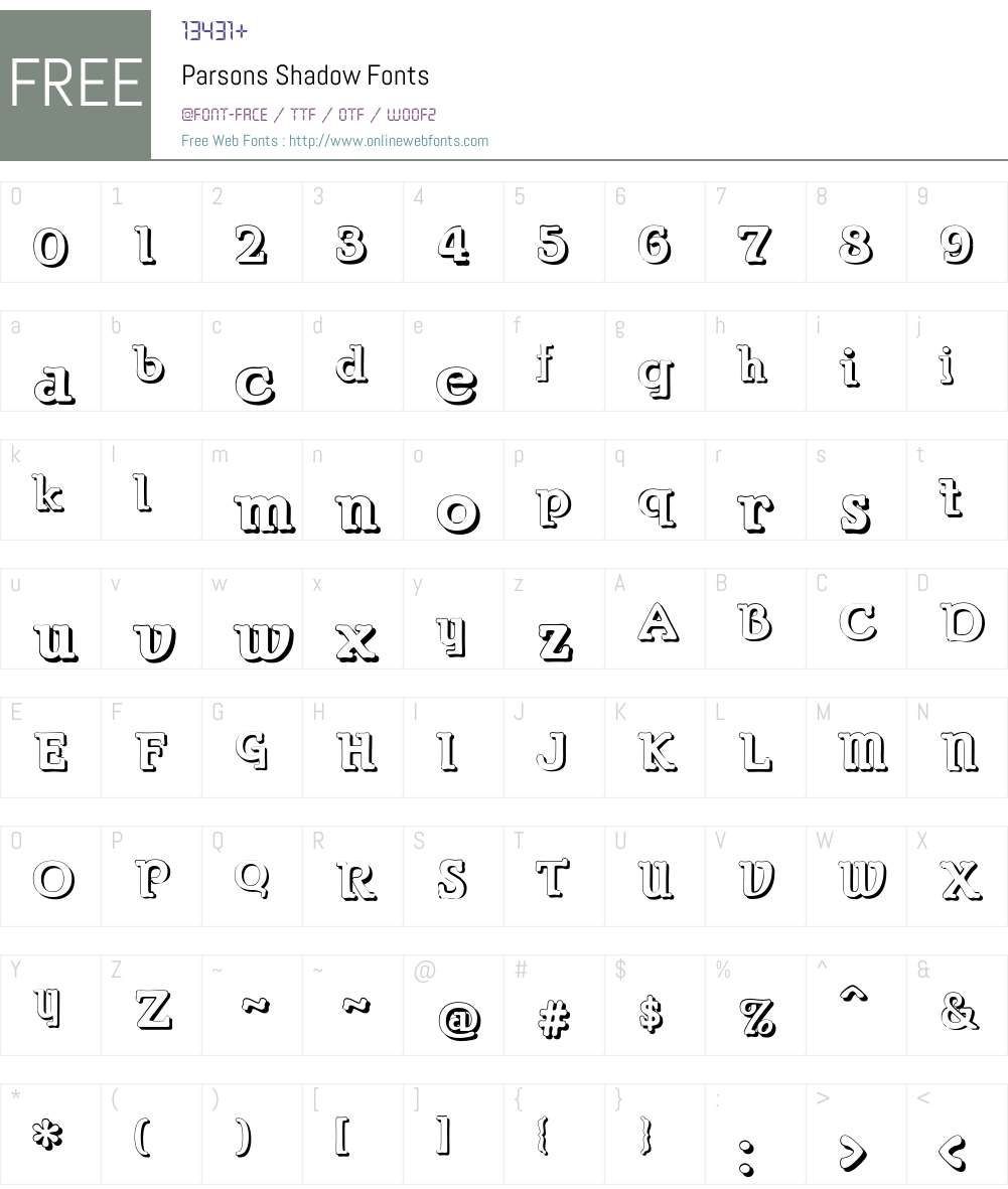Parsons Font Screenshots