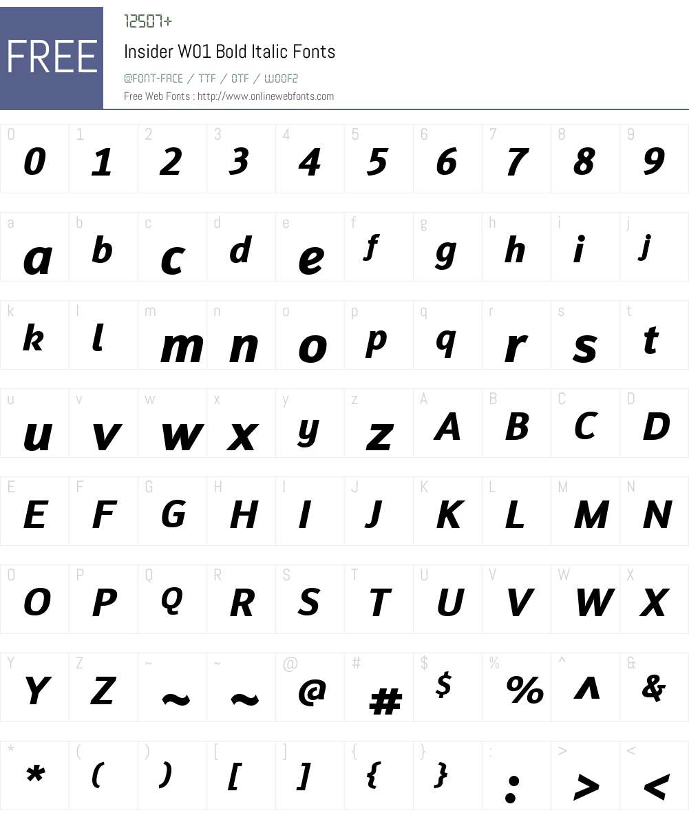 InsiderW01-BoldItalic Font Screenshots