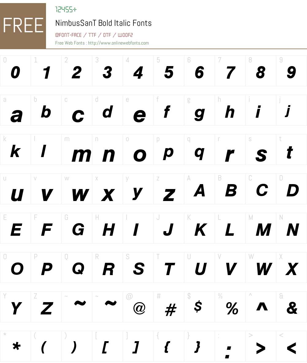 NimbusSanT Font Screenshots