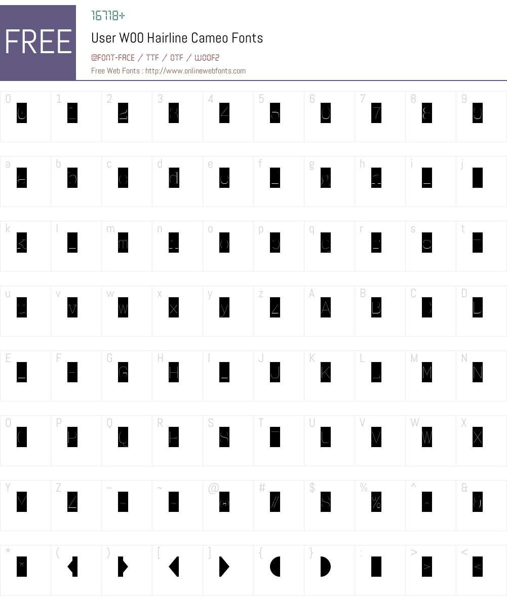 UserW00-HairlineCameo Font Screenshots