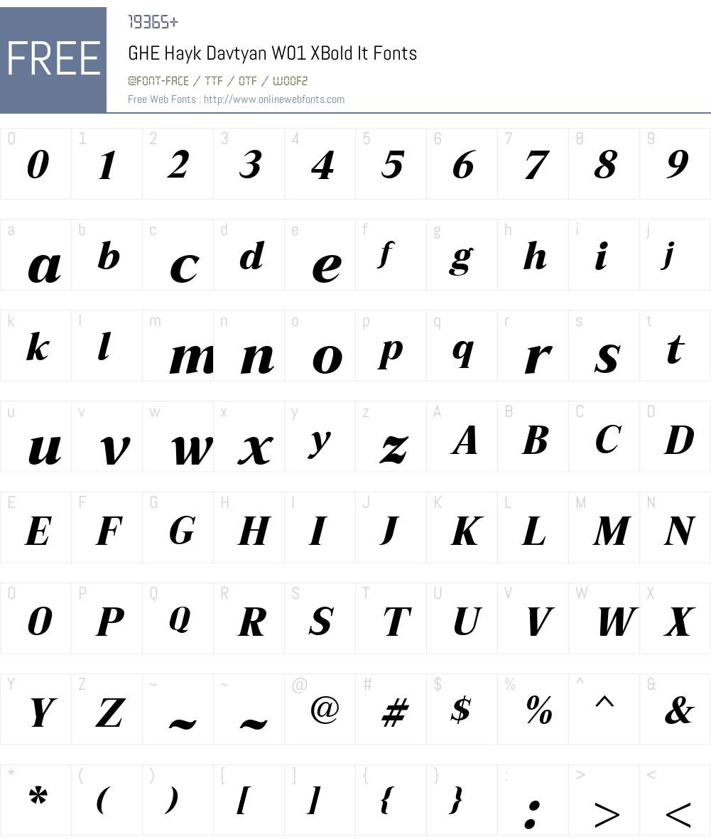GHEHaykDavtyanW01-XBoldIt Font Screenshots