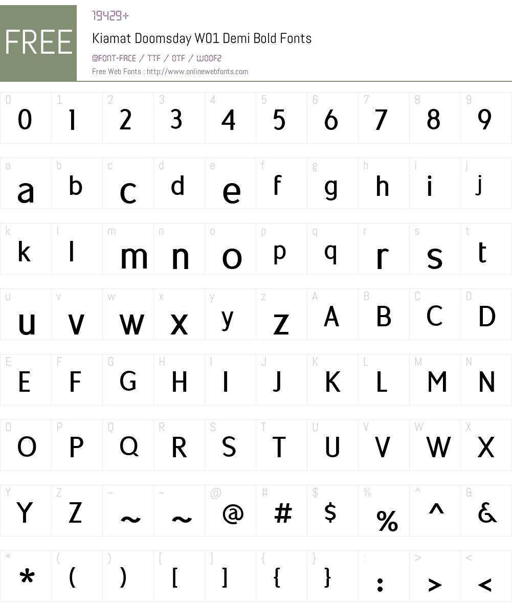 KiamatDoomsdayW01-DemiBold Font Screenshots