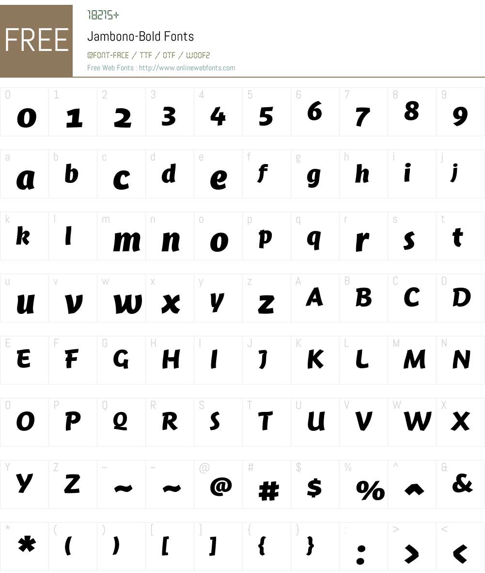 Jambono-Bold Font Screenshots