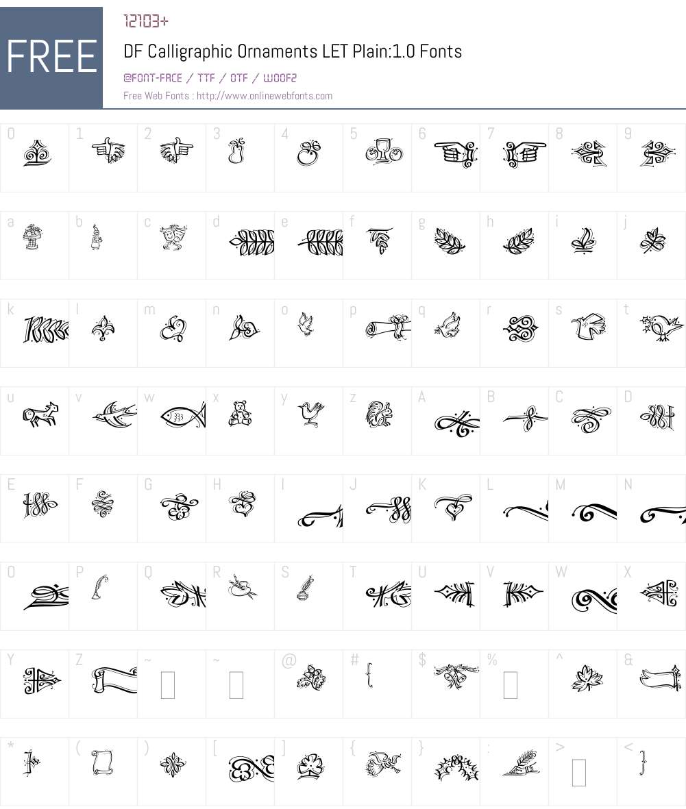 DF Calligraphic Ornaments LET Font Screenshots