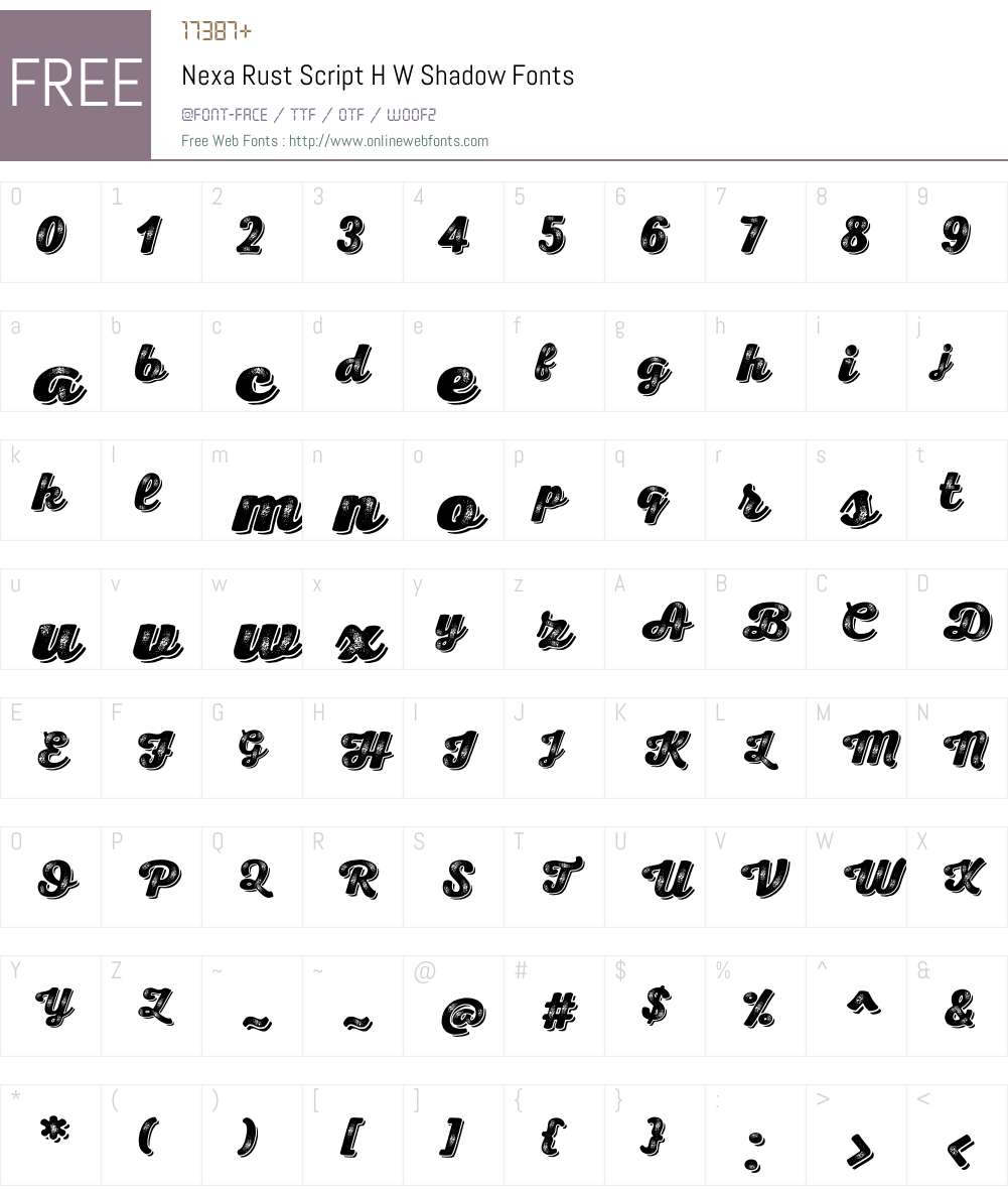 NexaRustScriptHW-Shadow Font Screenshots
