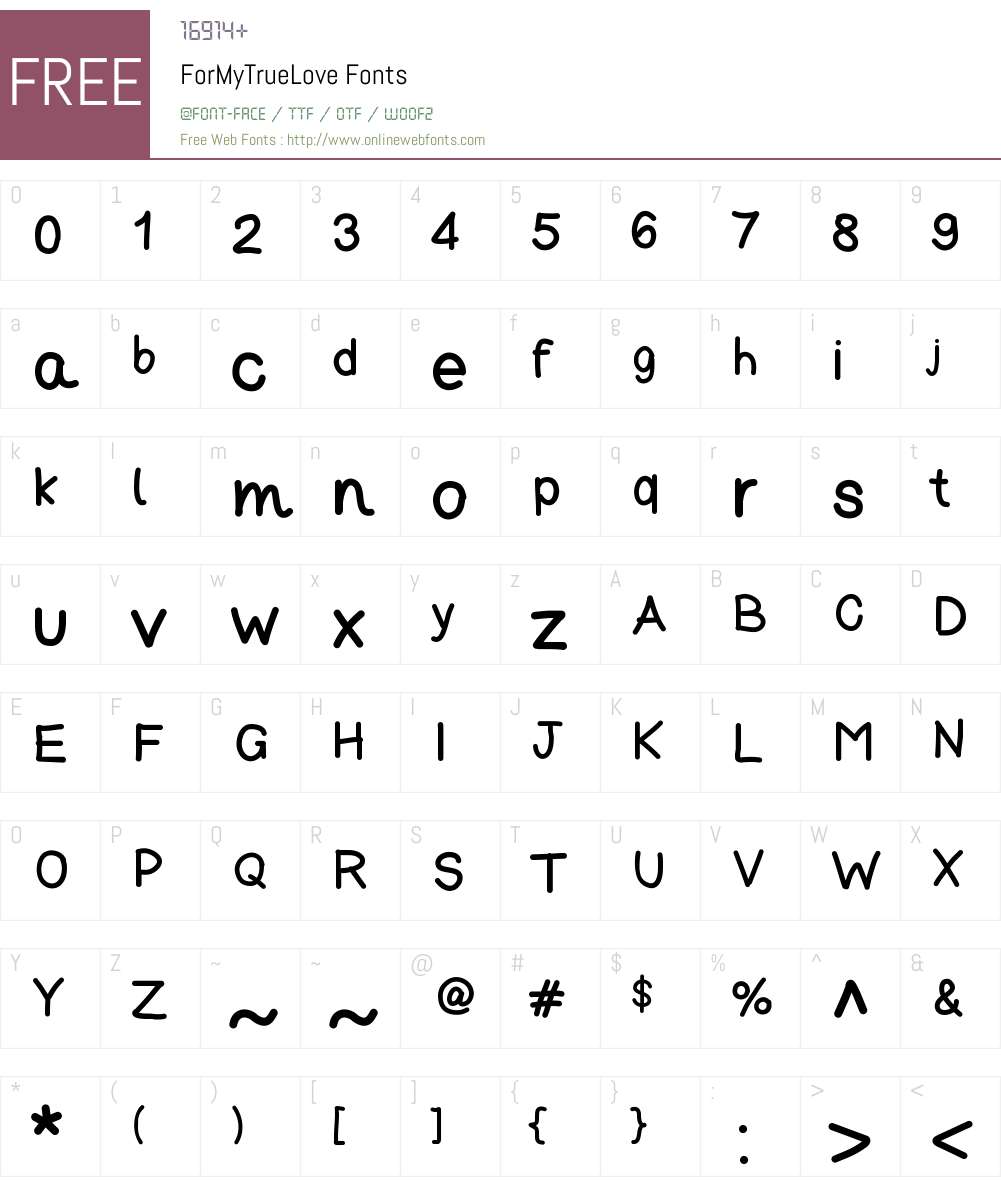ForMyTrueLove Font Screenshots