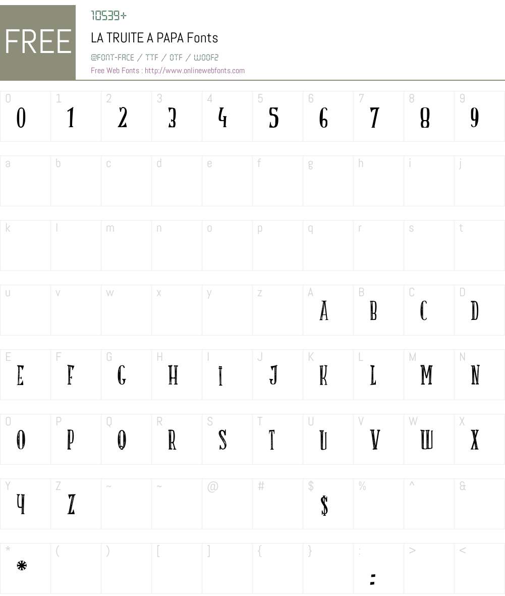 LA TRUITE A PAPA Font Screenshots