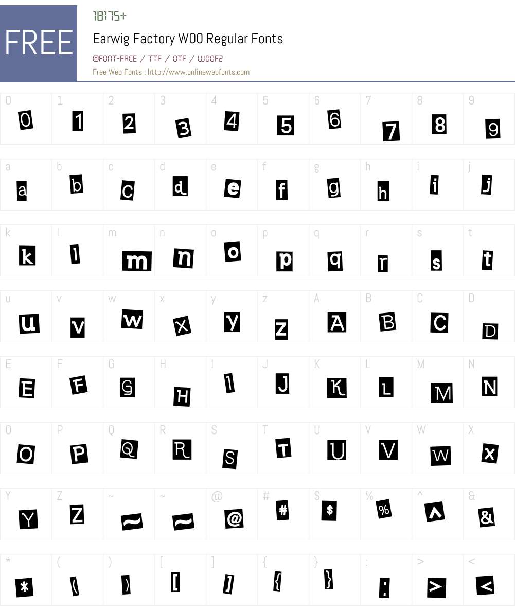 EarwigFactoryW00-Regular Font Screenshots