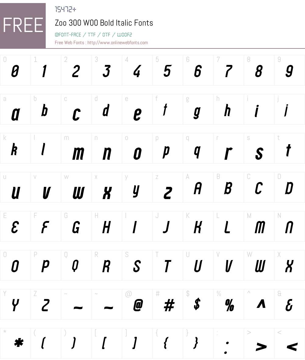Zoo300W00-BoldItalic Font Screenshots