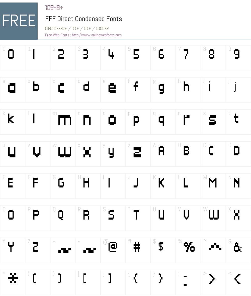 FFF Direct Condensed Font Screenshots