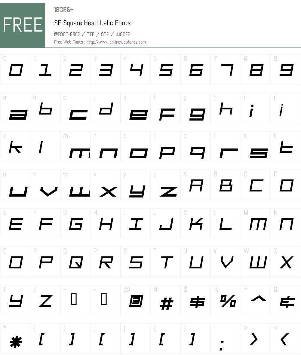 SF Square Head Font Screenshots