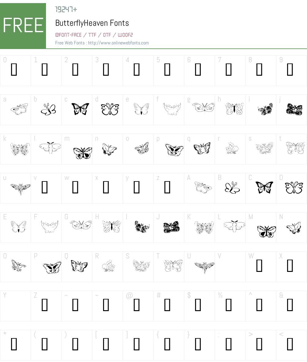 ButterflyHeaven Font Screenshots