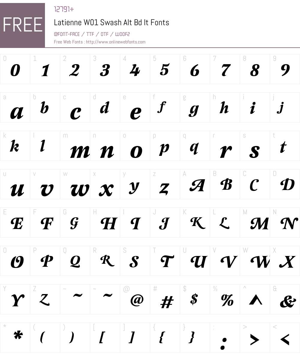 LatienneW01-SwashAltBdIt Font Screenshots