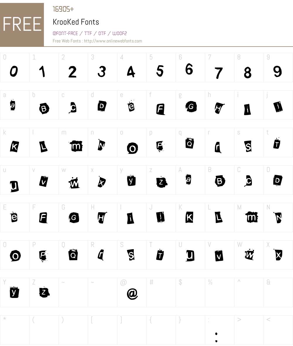 KrooKed Font Screenshots