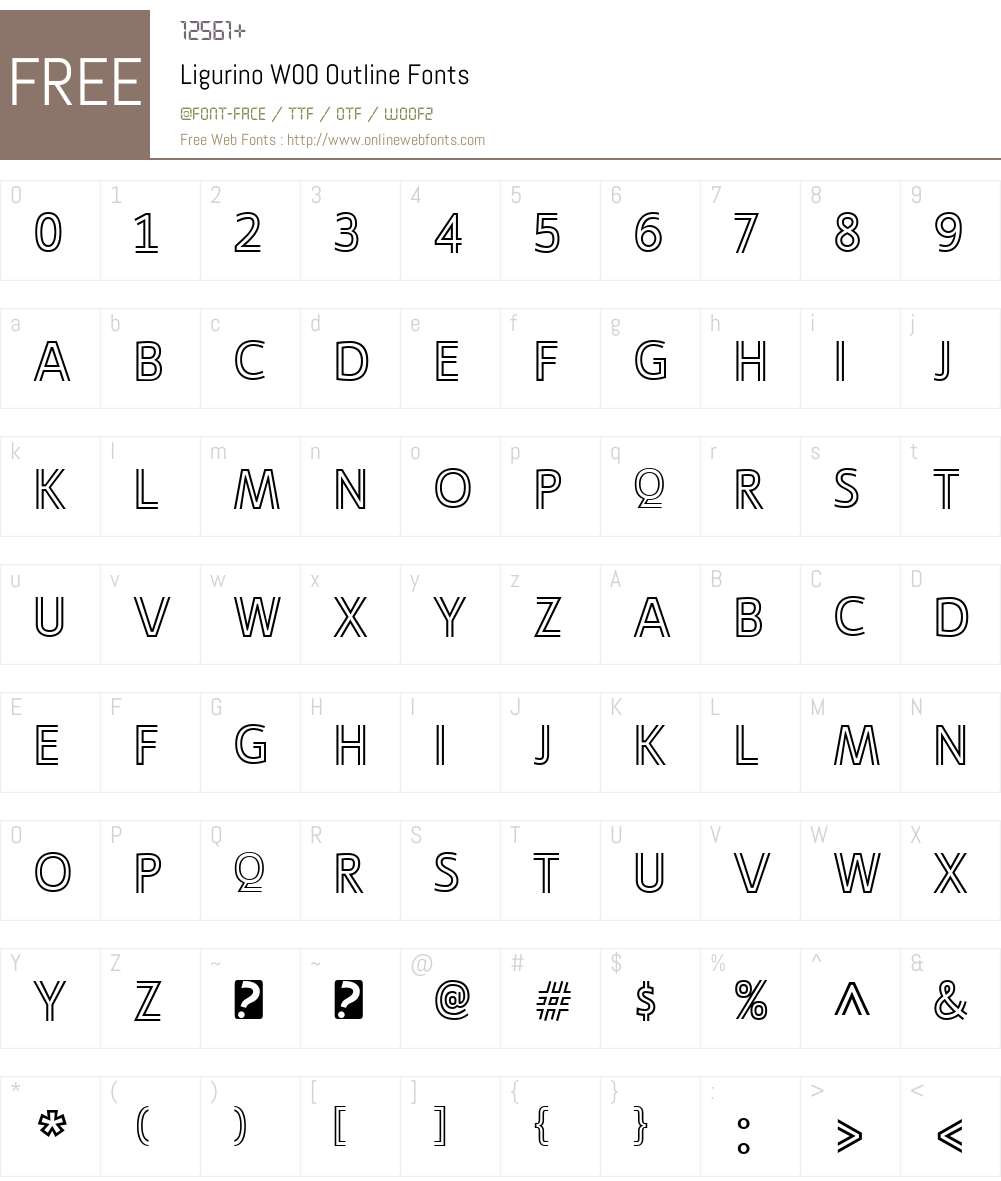 LigurinoW00-Outline Font Screenshots