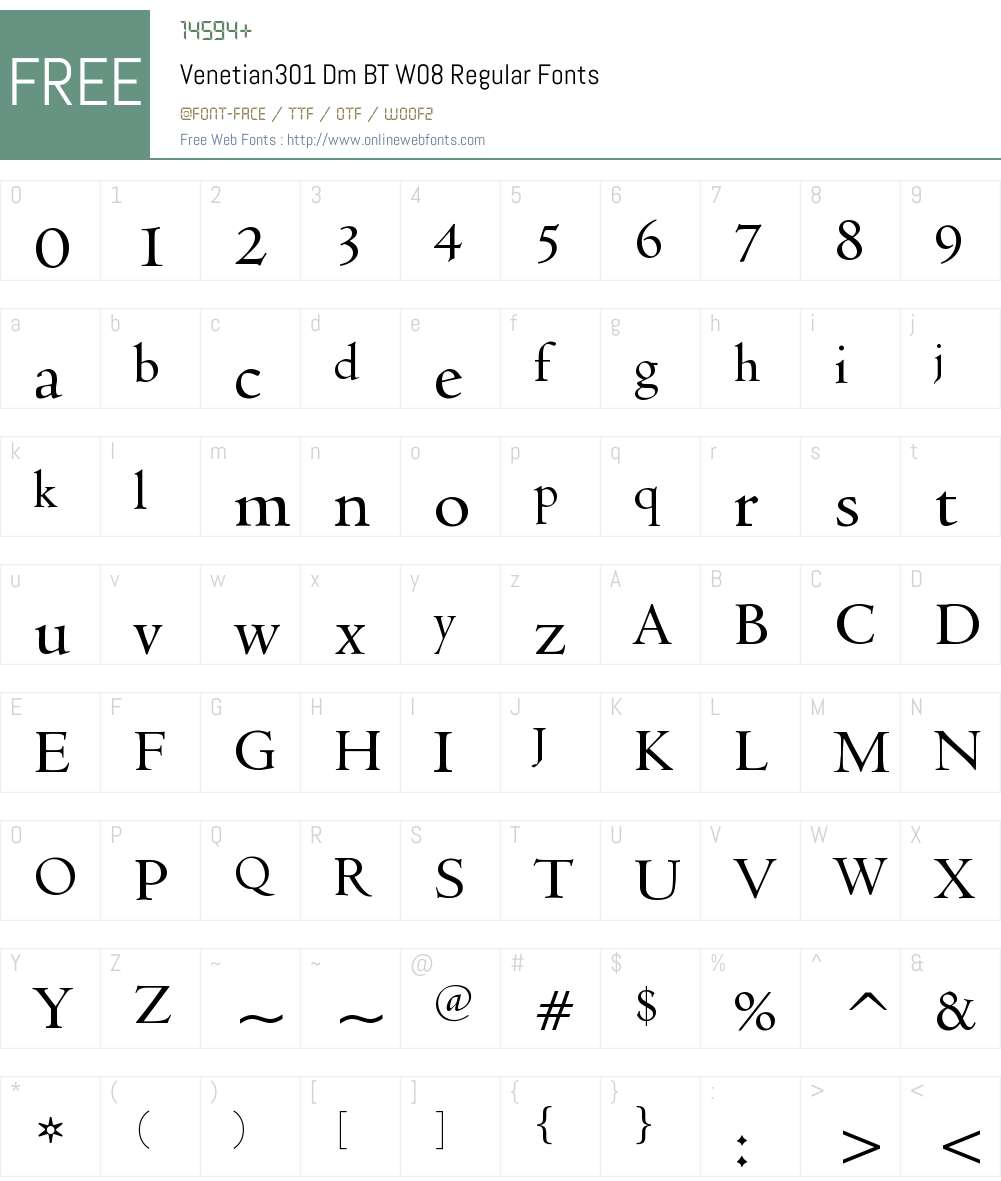 Venetian 301 Font Screenshots