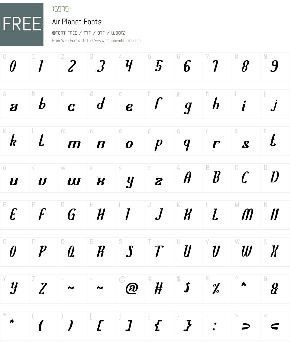 Air Planet Font Screenshots