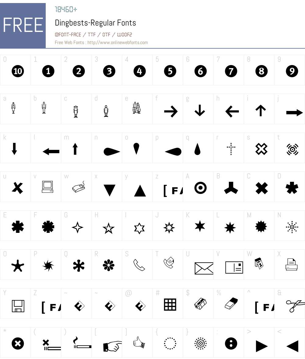 Dingbests-Regular Font Screenshots