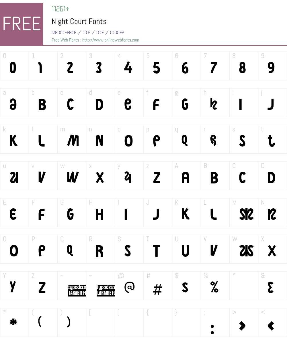 Night Court Font Screenshots